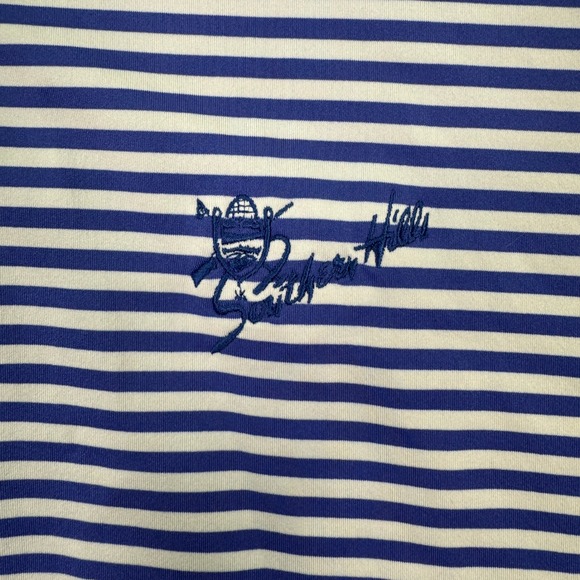 Turtleson Performance Polo Shirt Men Large Blue White Stripe Golf Southern Hills - Picture 3 of 8